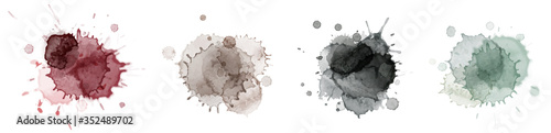 Abstract surface of earth tone watercolor blot set