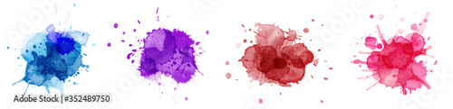 Color splashing hand drawn watercolor colorful set