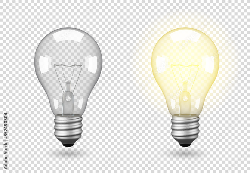 Isolated light bulb, vector object on a transparent background, the effect of light and glow. Realistic 3d object, symbol of creativity and ideas. Concept for business or startup. Isolated light bulb, vector object on a transparent background, the effect of light and glow. Realistic 3d object, symbol of creativity and ideas. Concept for business or startup.