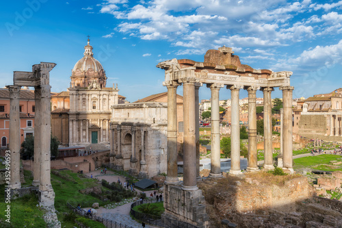 Roman Forum at sunset in Rome, Italy. 