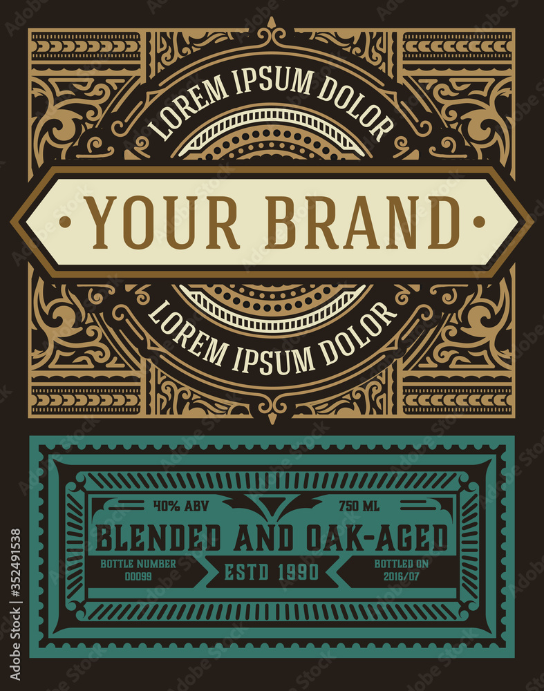 Old  label design for Whiskey and Wine label, Restaurant banner, Beer label.