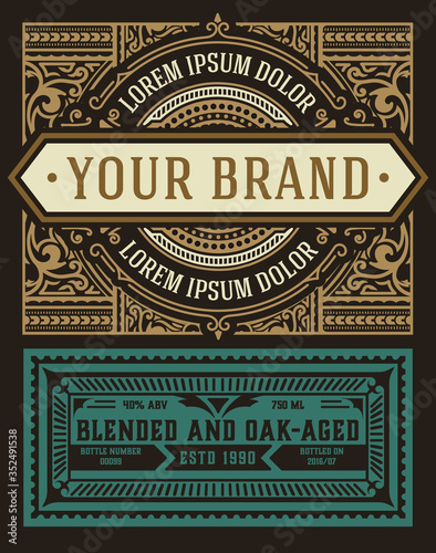 Old label design for Whiskey and Wine label, Restaurant banner, Beer label.