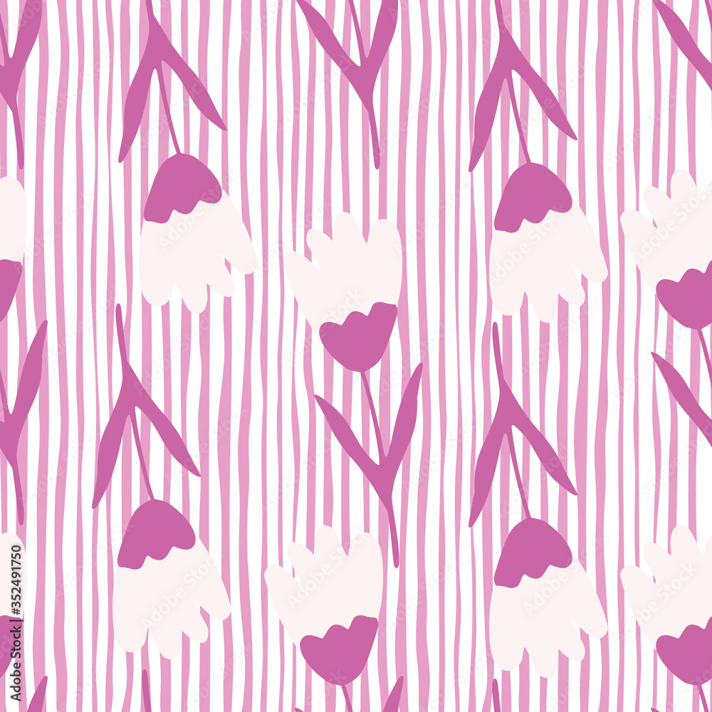 Decorative tulip seamless pattern on stripe background. Abstract floral backdrop. Spring flower wallpaper. Decorative tulip seamless pattern on stripe background. Abstract floral backdrop. Spring flower wallpaper.