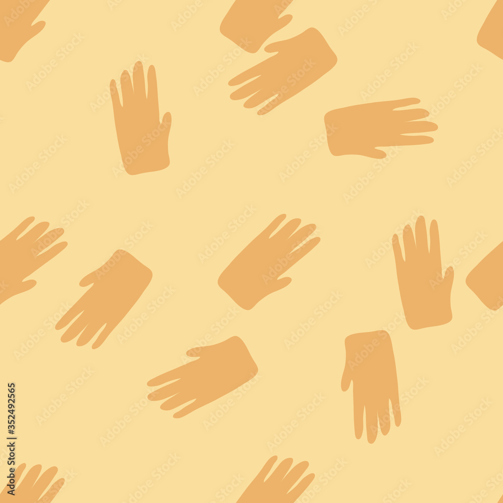 Hand shapes seamless pattern in simple style on yellow background. Silhouette of a human hands wallpaper. Hand shapes seamless pattern in simple style on yellow background. Silhouette of a human hands wallpaper.