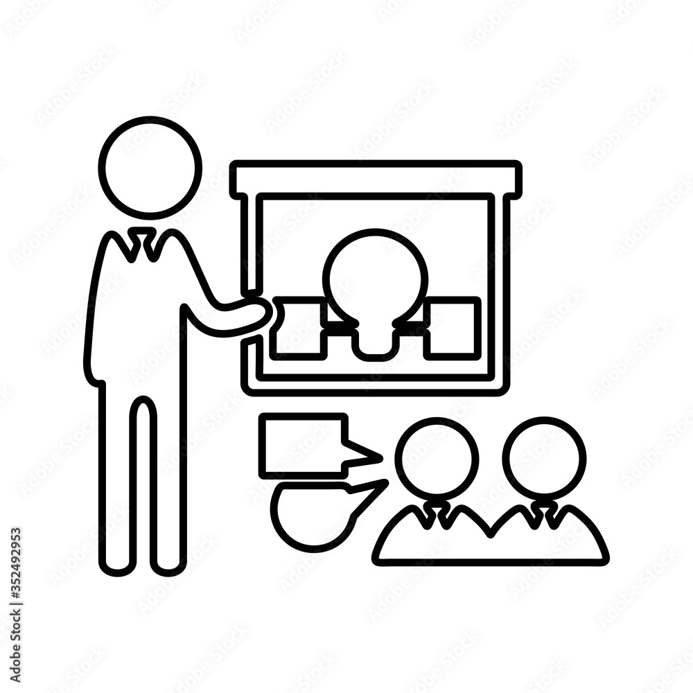 Fototapeta premium Presentation icon. Business meeting sign. Employee presenting report, infographics symbol for modern business concept and web, mobile design.