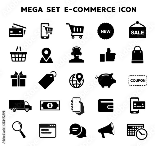 Online shopping icons set, payment elements vector illustration