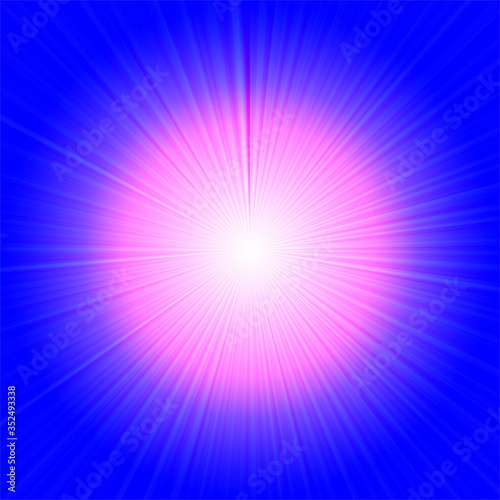 Light emitted from the center. Light explosion. Light of the sun. Glow of light. 背景：集中線 光 爆発 放射 抽象的