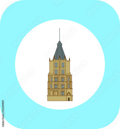 Cologne city town hall in Germany. Illustration for web and mobile design.