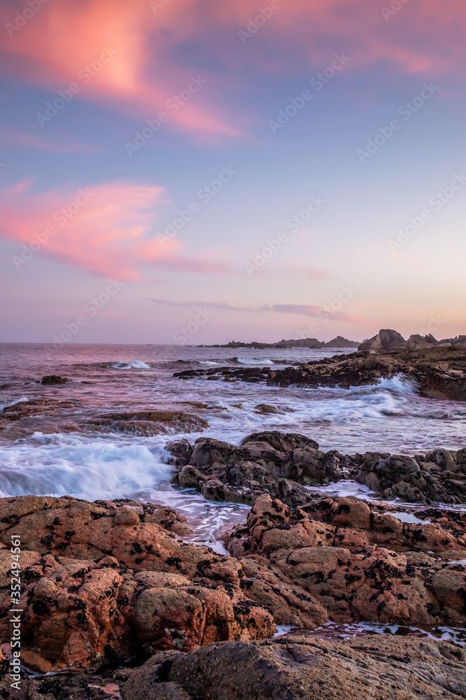 Sunset on the coast of Galicia with a espectacular sky and clouds