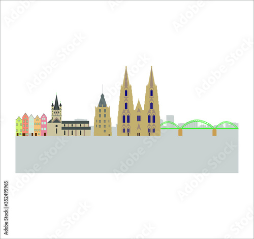 skyline in cologne city in Germany. Illustration for web and mobile design.