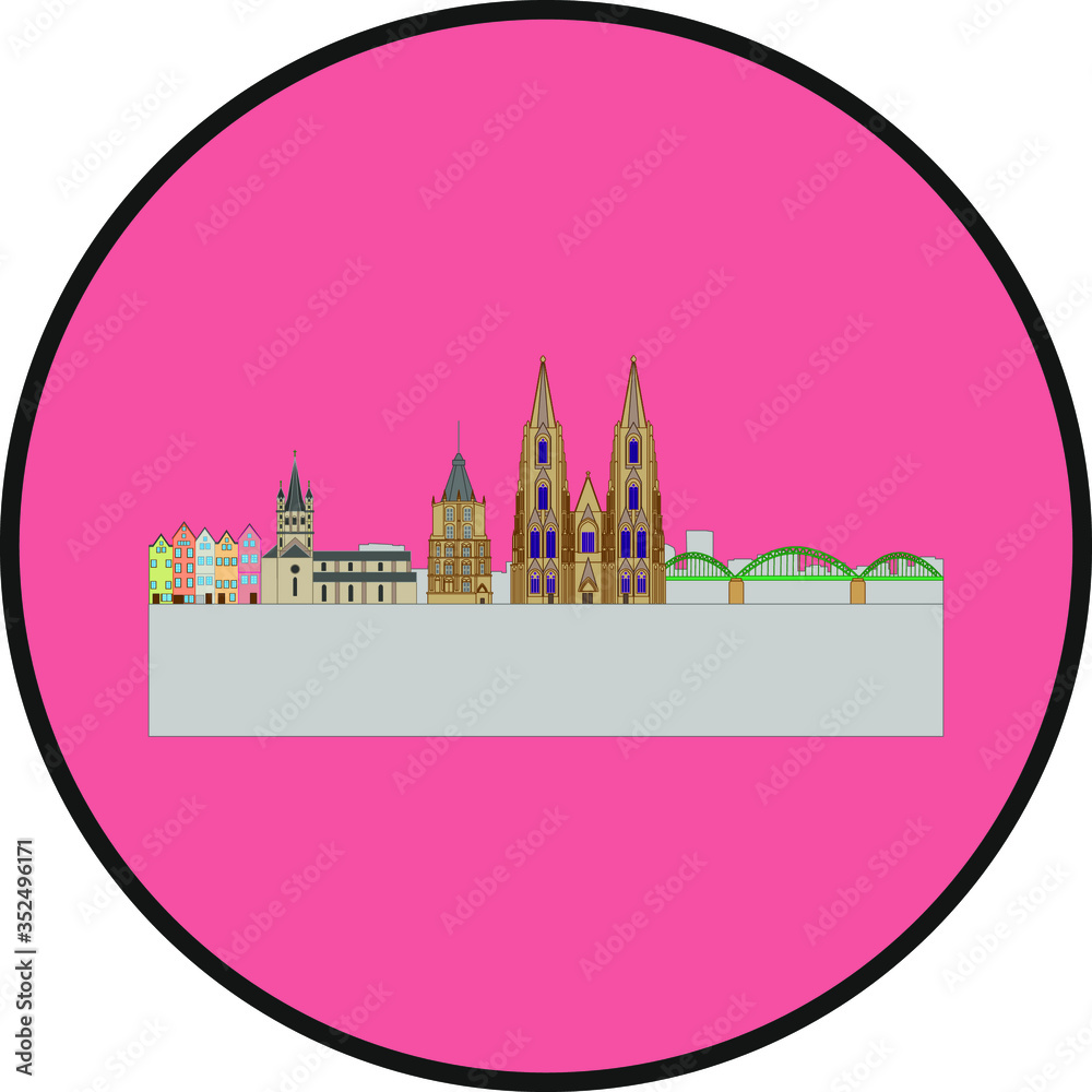 skyline in cologne city in Germany. Illustration for web and mobile design.