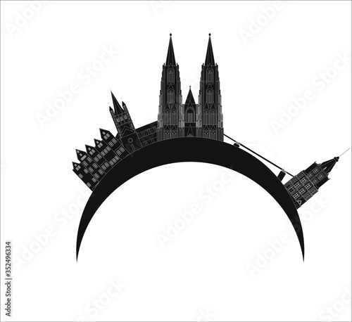 skyline in cologne city in Germany. Illustration for web and mobile design.