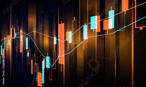 stock market, economic graph with diagrams, business and financial concepts and reports, abstract technology communication concept vector background