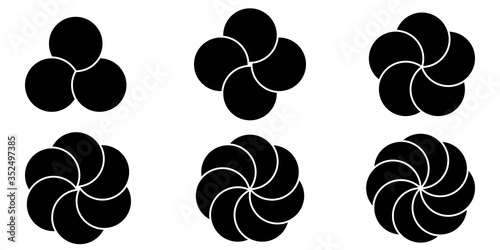 Set round infographic elements, vector flower petals segments of a circle template for the visualization of complex information data