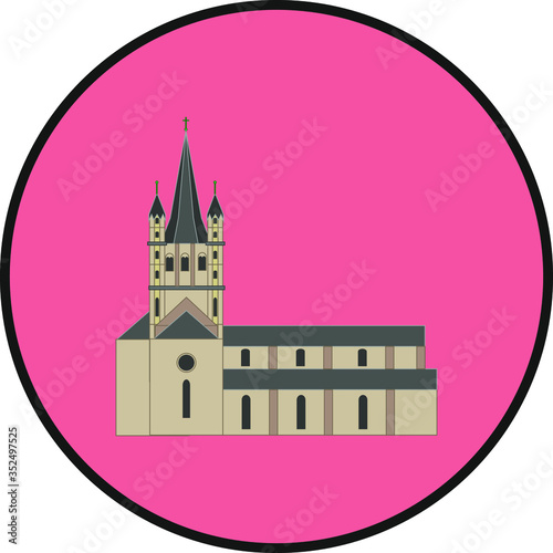 great st martin church in cologne city in germany illustration for web and mobile design.
