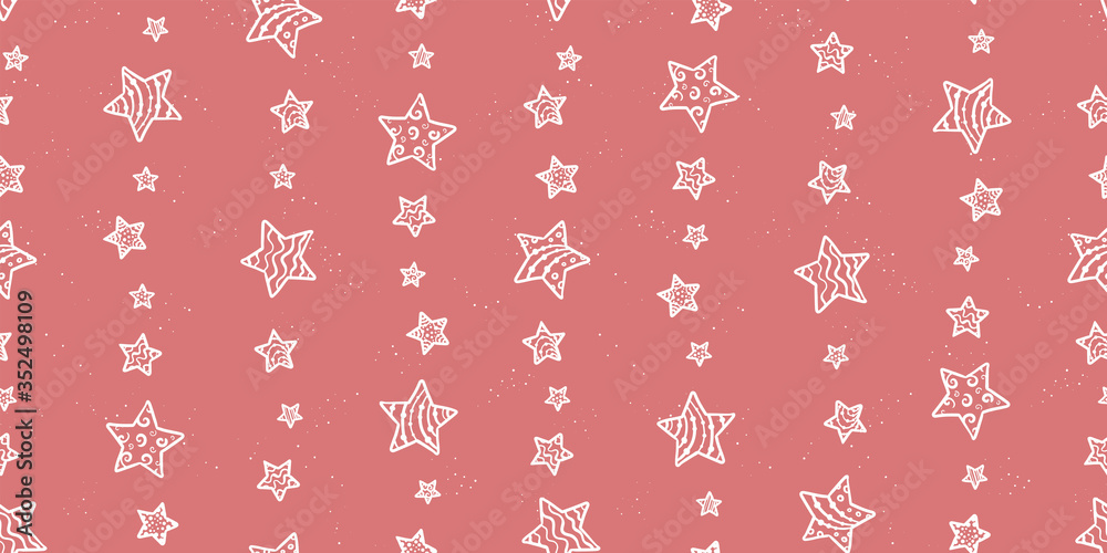 Cute hand drawn night sky seamless pattern with ornate stars and moons ...