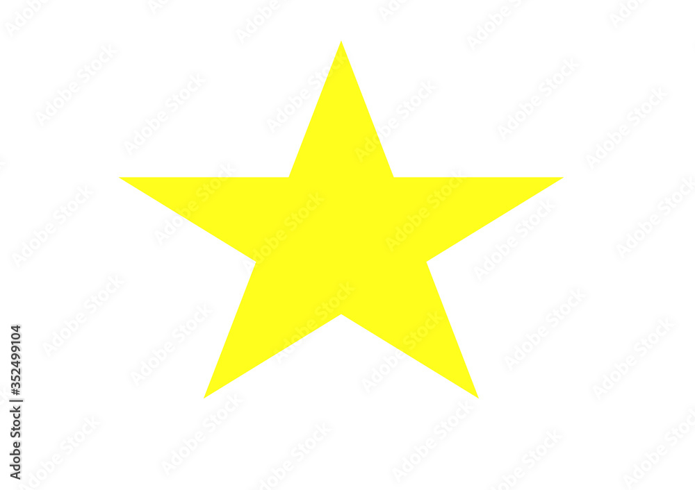 Gelber fünzackicger Stern, Weisser Hintergrund, Freisteller Gelber fünzackicger Stern, Weisser Hintergrund, Freisteller
