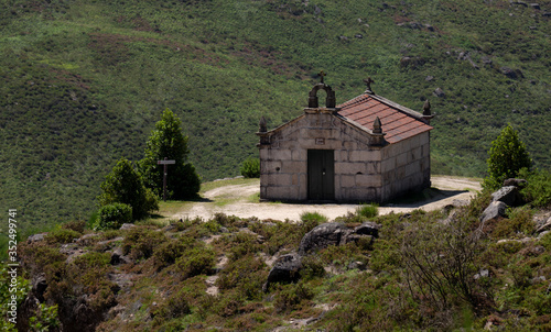 Wallpaper Mural The "Santa Luzia" Mountain Chapel, near of the famous "Cela Cavalos" waterfall in Geres National Park, Braga, Minho, Portugal. Torontodigital.ca