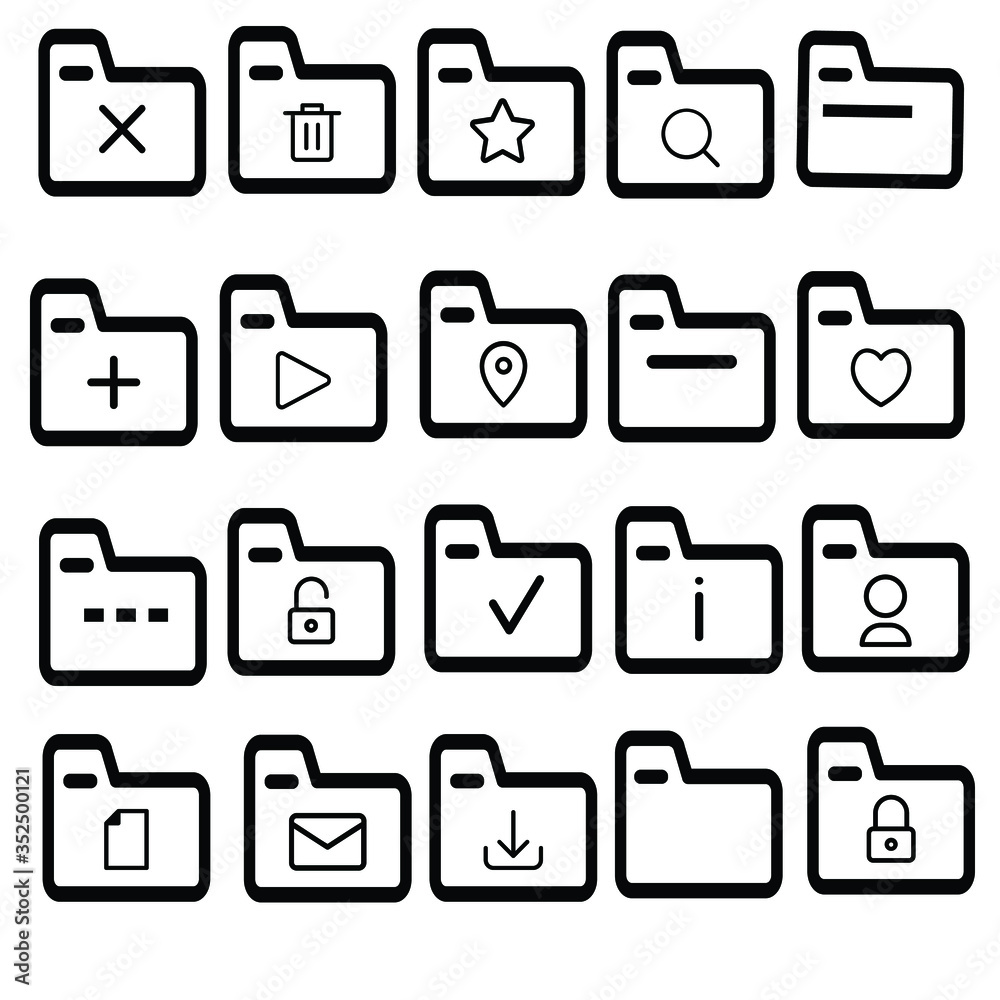 Media Icon Folder Line Style for any purposes website mobile app presentation Media Icon Folder Line Style for any purposes website mobile app presentation