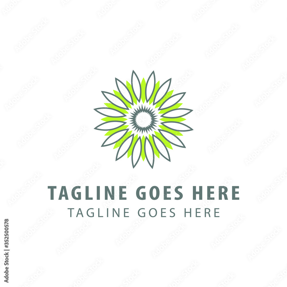 zinnia flower logo design. florist logo with zinnia flower object