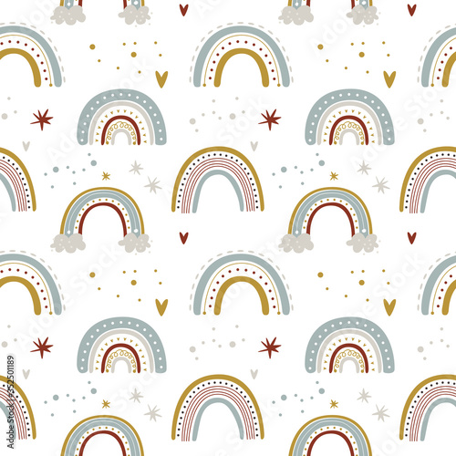 cute  collection magic rainbow for design of a child’s room, children’s poster. printing on fabric and paper. stars and heart. made with love. Vector graphics, gold star. i love you