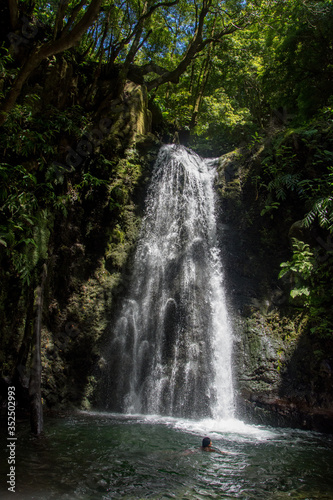 Fototapeta Naklejka Na Ścianę i Meble -  walk and discover the prego salto waterfall on the island of sao miguel, azores