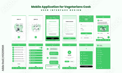 Mobile Application for Vegetarians Cook - UI Design Pack