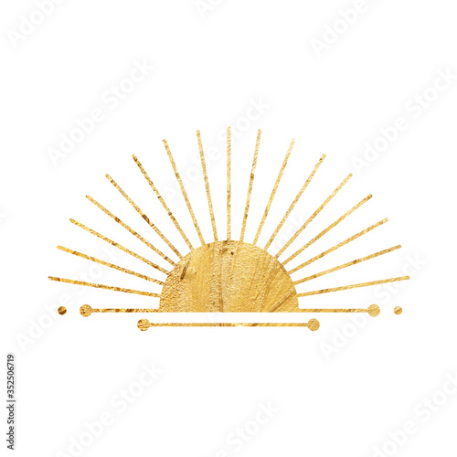 chic golden luxurious retro vintage engraving style. image of the sun and moon phases. culture of occultism. Vector graphics