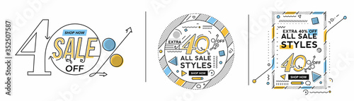 Extra 40% OFF Flash Sale Discount Banner Template Promotion Big sale special offer. end of season special offer banner. vector illustration.