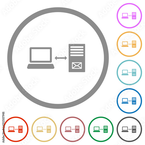 Syncronize computers flat icons with outlines