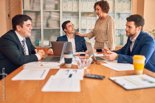 Business lawyers workers meeting at law firm office. Professional executive partners working on finance strategry at the workplace