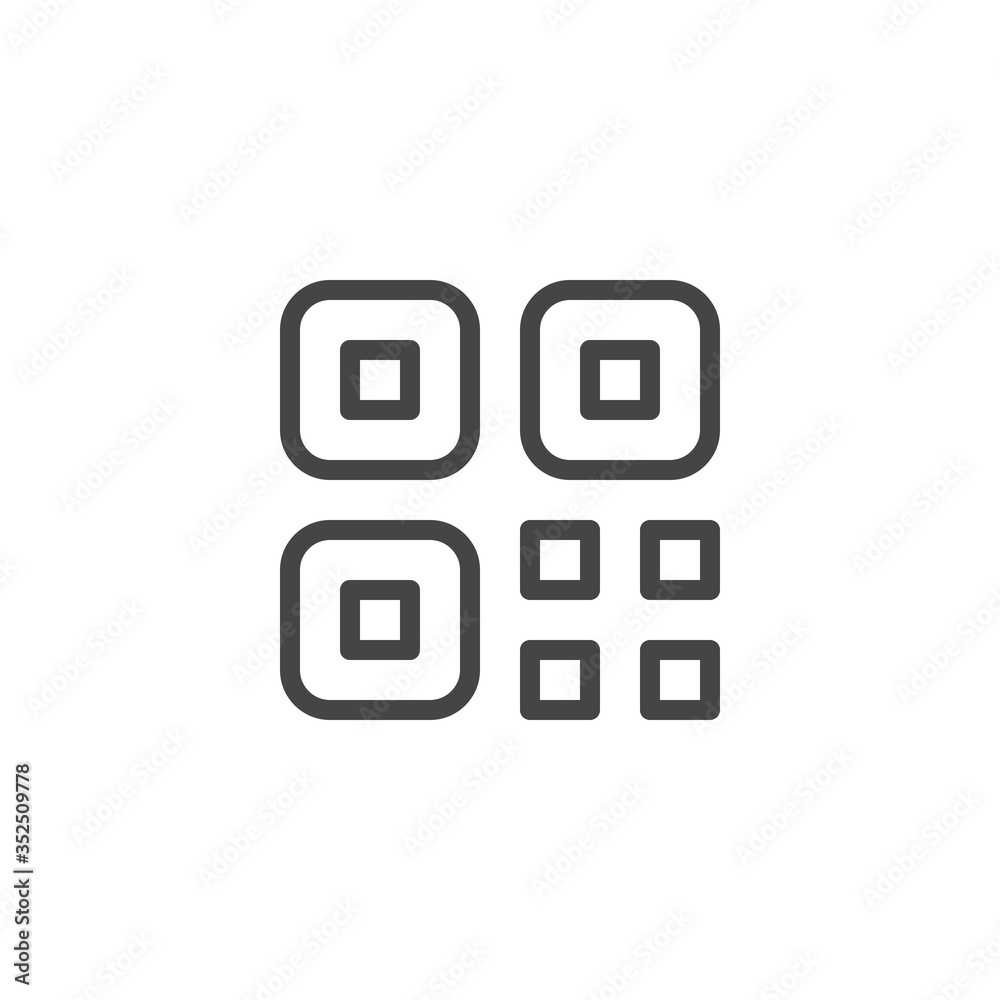 Thin Icon Qr Code. Line Sign Isolated. Custom Vector Pictogram EPS 10 for Web in Outline Style on White Background Editable Stroke. Thin Icon Qr Code. Line Sign Isolated. Custom Vector Pictogram EPS 10 for Web in Outline Style on White Background Editable Stroke.