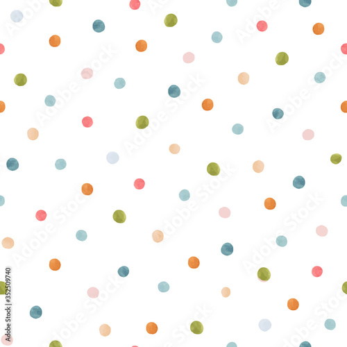 Beautiful seamless pattern with watercolor colourful pastel shades spots. Stock minimalist illustration.