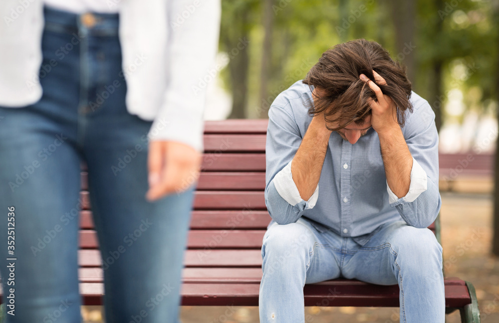 Girlfriend Leaving Boyfriend Sitting On Bench In Park Quitting Relationship Girlfriend Leaving Boyfriend Sitting On Bench In Park Quitting Relationship
