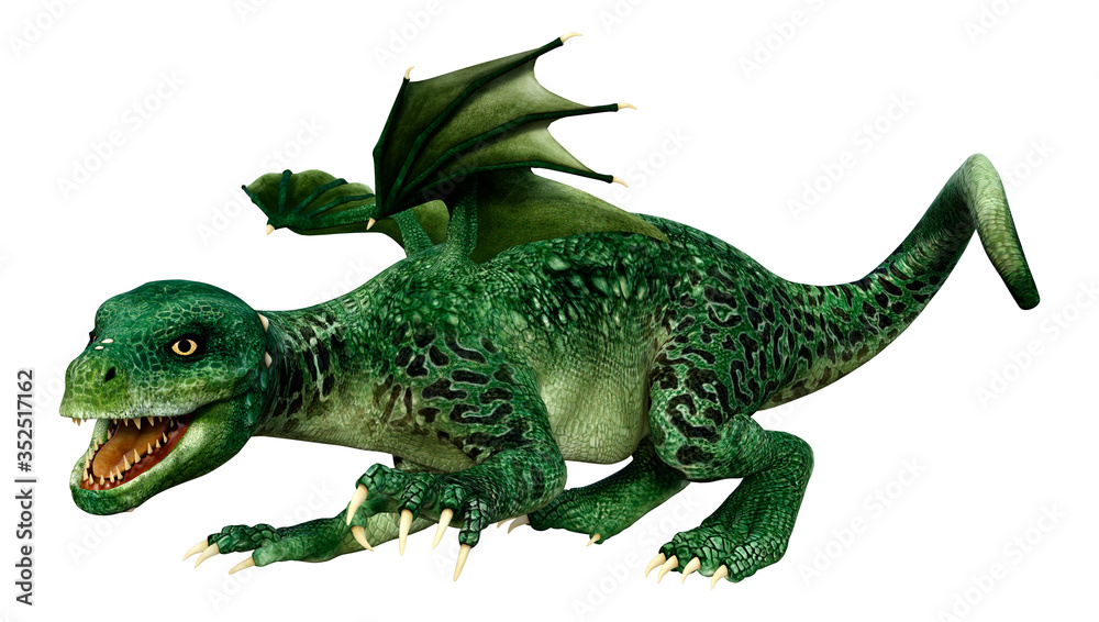Fototapeta premium 3D Rendering Fairy Tale Dragon on White