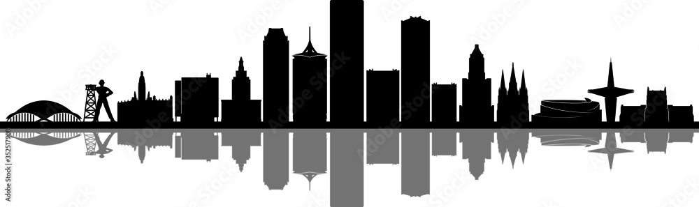 TULSA City Oklahoma Skyline Silhouette Cityscape Vector