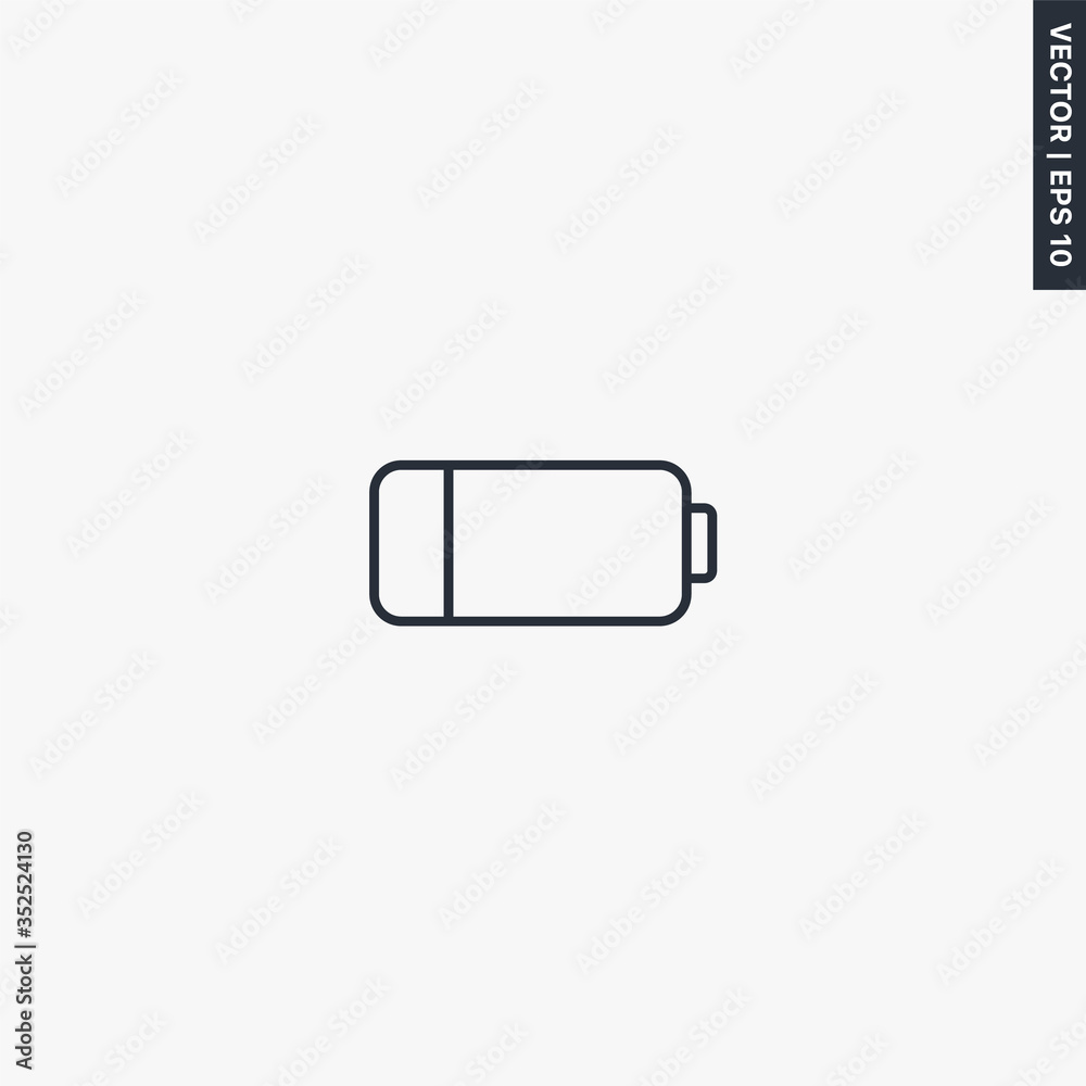 Battery low charge, linear style sign for mobile concept and web design Battery low charge, linear style sign for mobile concept and web design