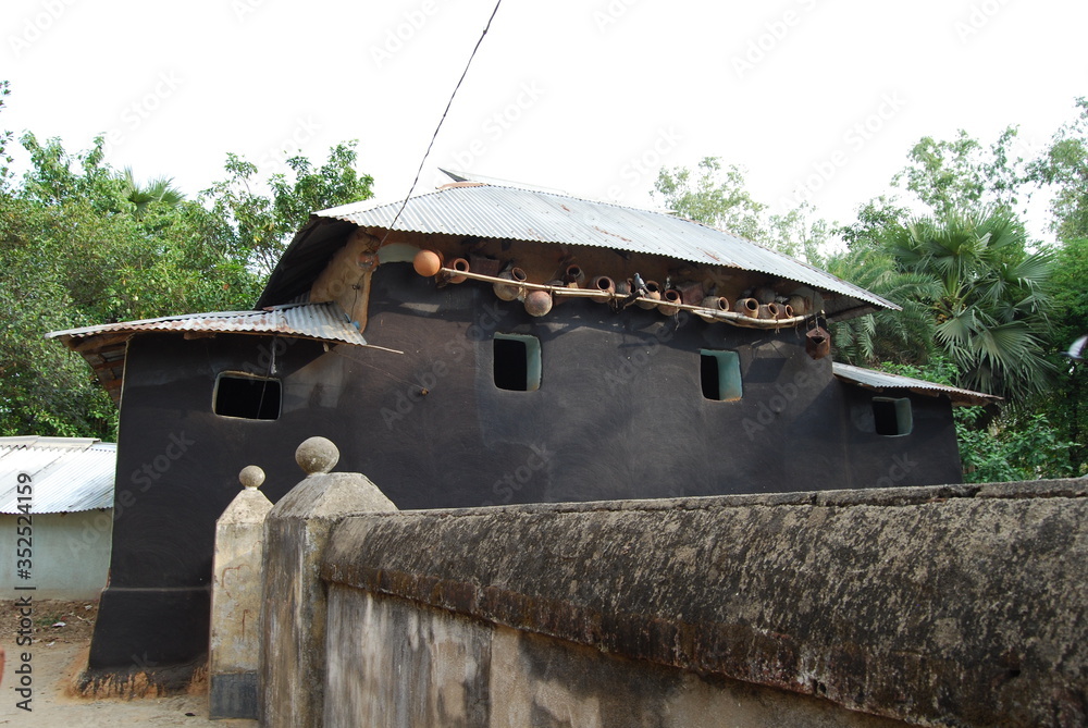 Mud house in West Bengal, India