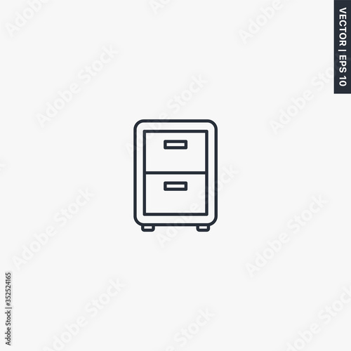Bedside table, linear style sign for mobile concept and web design