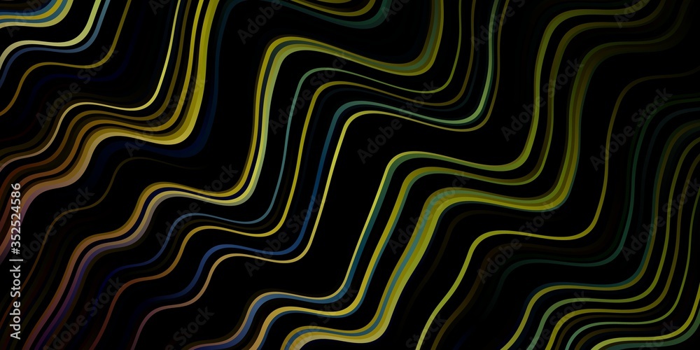 Dark Multicolor vector pattern with curved lines. Colorful illustration in abstract style with bent lines. Template for your UI design.