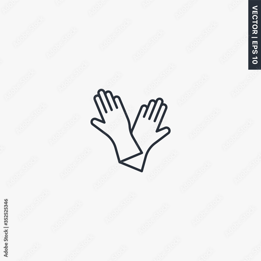 Gloves, linear style sign for mobile concept and web design