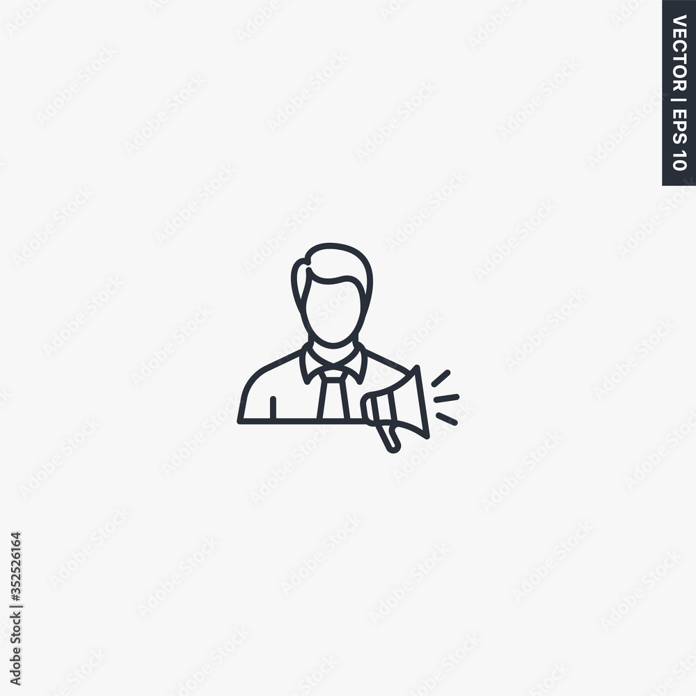 Marketer, linear style sign for mobile concept and web design Marketer, linear style sign for mobile concept and web design