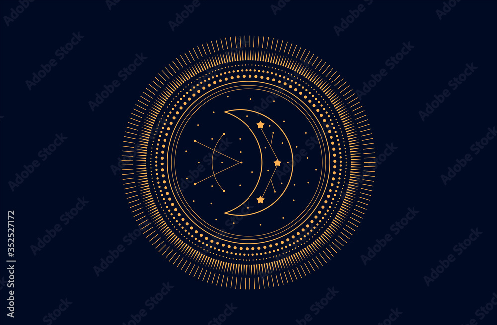 Fotografie Geometric alchemy symbol with the moon