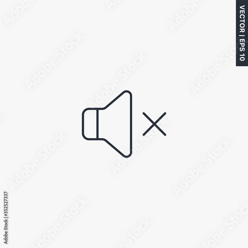 Sound on off, linear style sign for mobile concept and web design photo