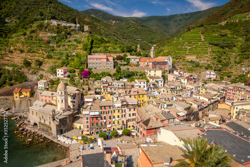 Panorama of Vernazza  Cinque Terre National Park Liguria Italy Europe