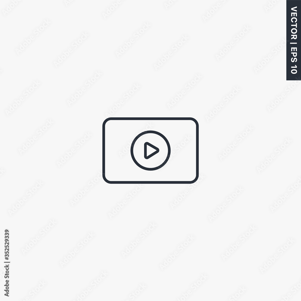 Video player, linear style sign for mobile concept and web design