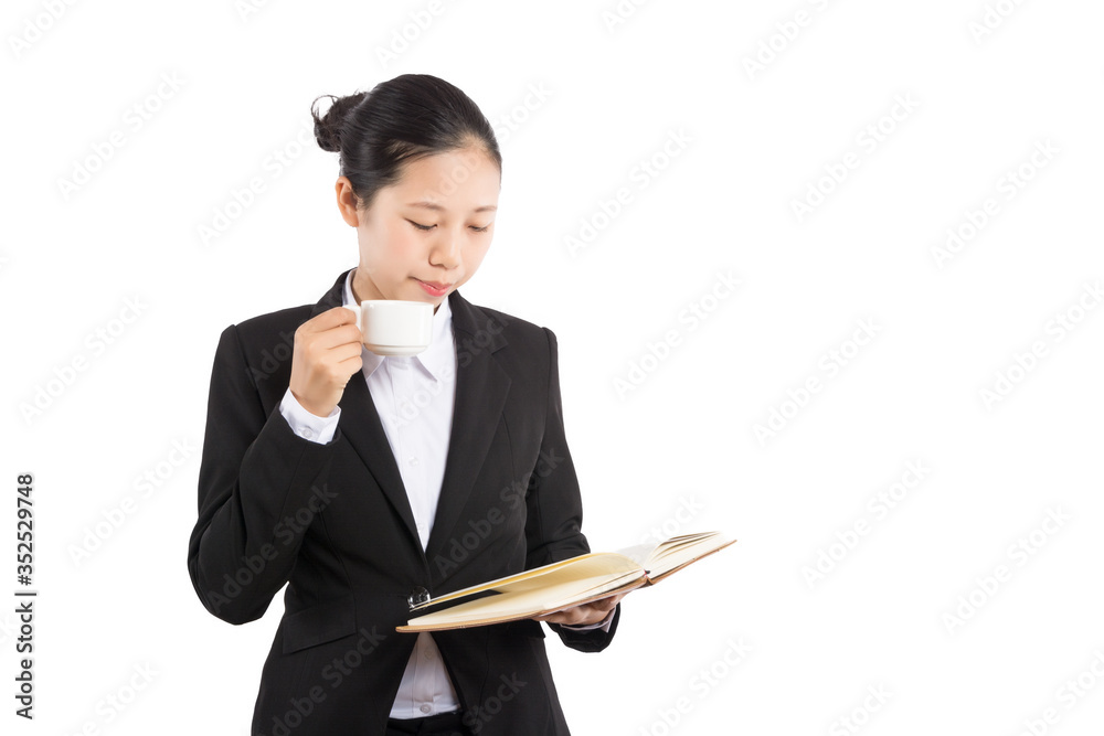 Smiling woman student, teacher or business lady holding books. Isolated studio portrait of business person. Smiling woman student, teacher or business lady holding books. Isolated studio portrait of business person.