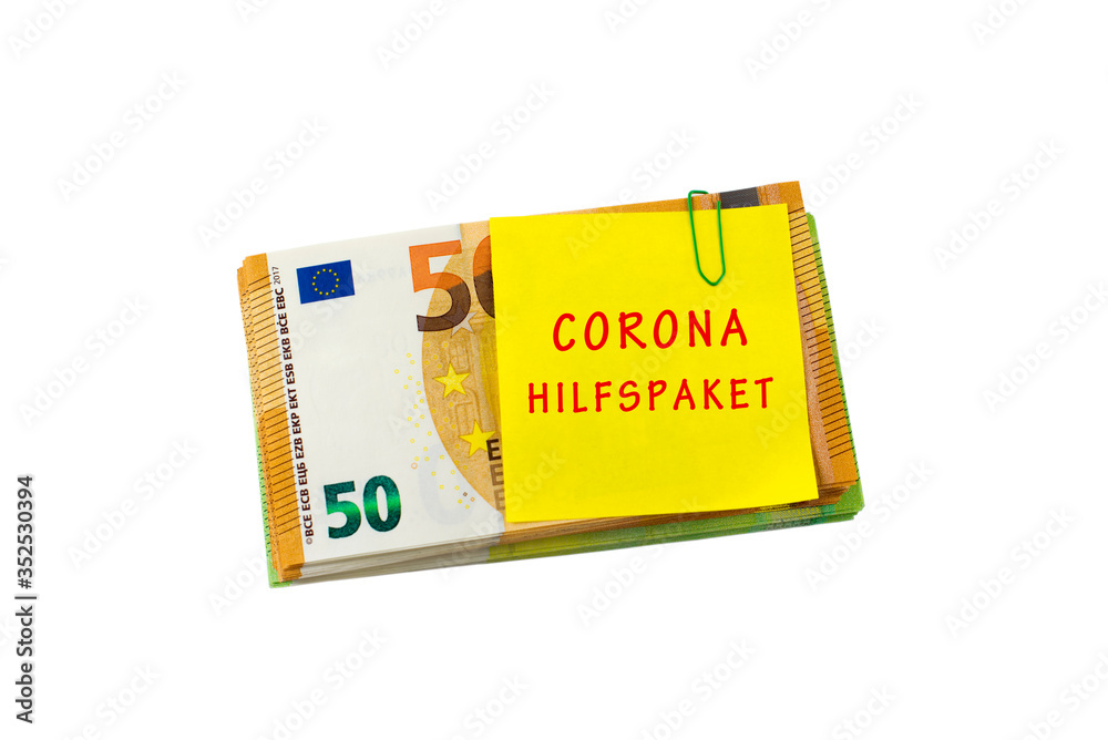 Fototapeta premium Corona, Geld, Hilfspaket