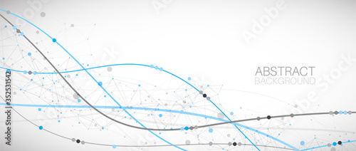 Template for science and technology presentation. Plexus style background.