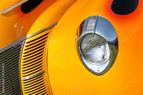 retro vehicle grill abstract in sunset shades of yellow and orange